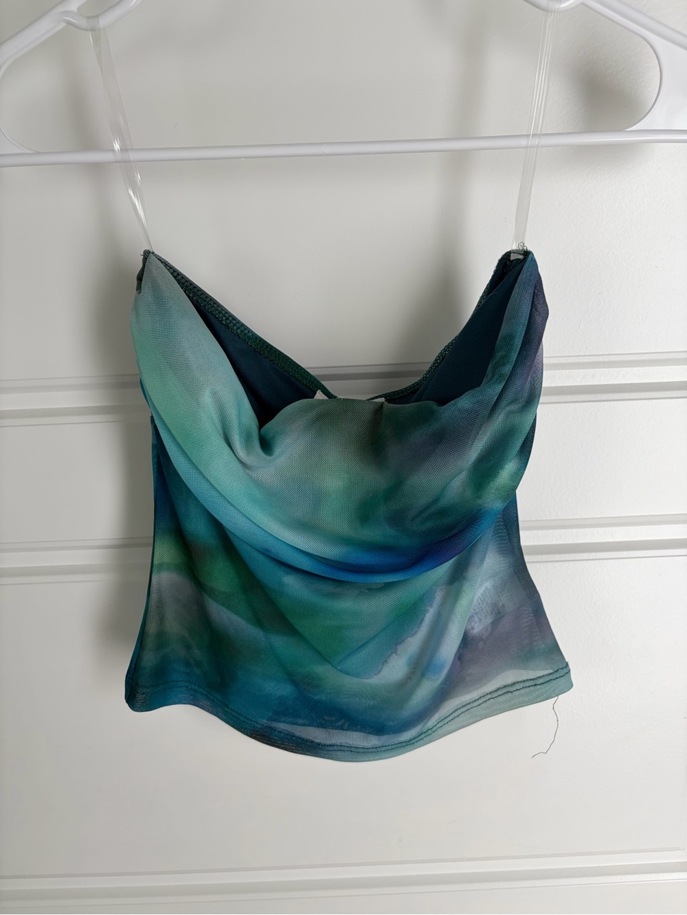 12th Tribe Green Blue Cowl Neck Crop Camisole